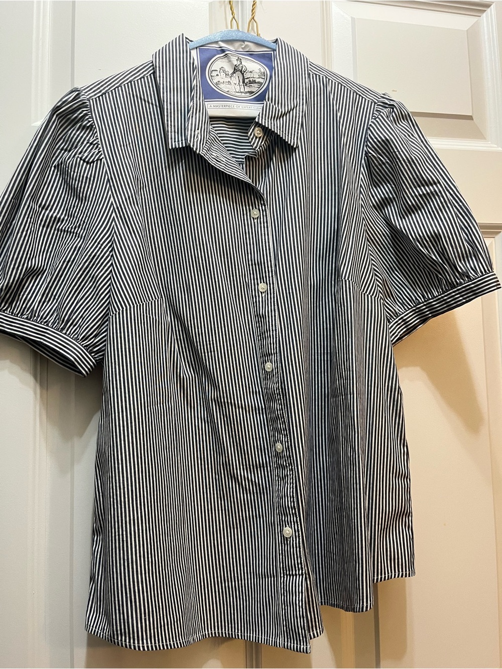 J. Crew Black and White Vertical Stripe Button-Down Shirt